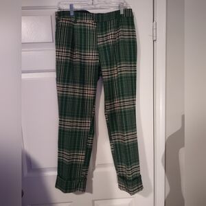 Free People Women's All For Me Low Rise Green Plaid Rolled Straight Leg Size 6